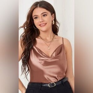 Sincerely Jules Silk Copper Brown Bodysuit